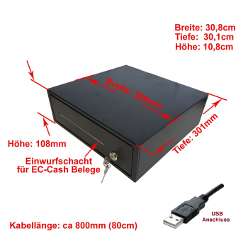 R-308USB Superkleine Metall Kassenschublade mit USB Anschluss