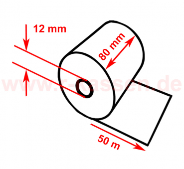 80mm/50m/12mm Thermopapier 50 Stück im Karton für unsere TSE 14" AllinOne Touchkassensystem